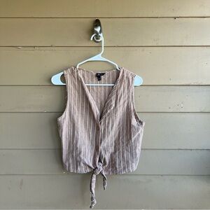 Volcom Striped Button Down Crop Top Size L